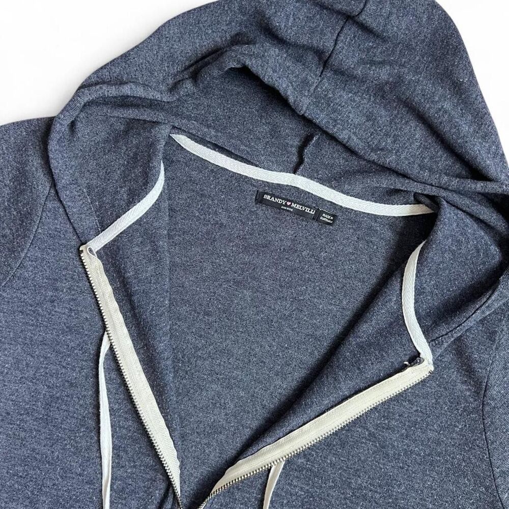 Brandy Melville Navy Blue Zip Up Hoodie - Picture 3 of 6